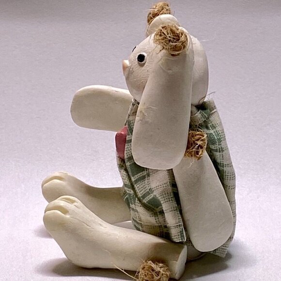 Russ Berri 13900 VTG Country Kin Sculptstone Jointed Bunny Shelf Sitter Figurine - Picture 3 of 9